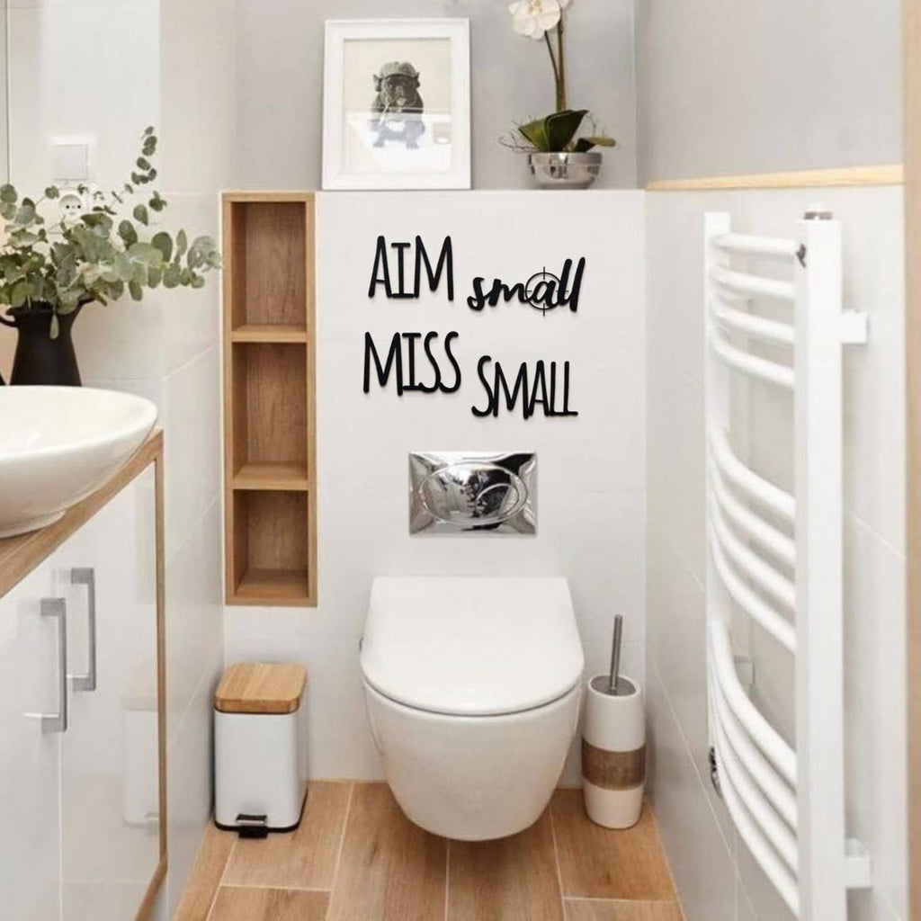 Aim Small Miss Small , bathroom wall art , bathroom wall decor , custom metal sign - Metal Deco | THEDUKHA