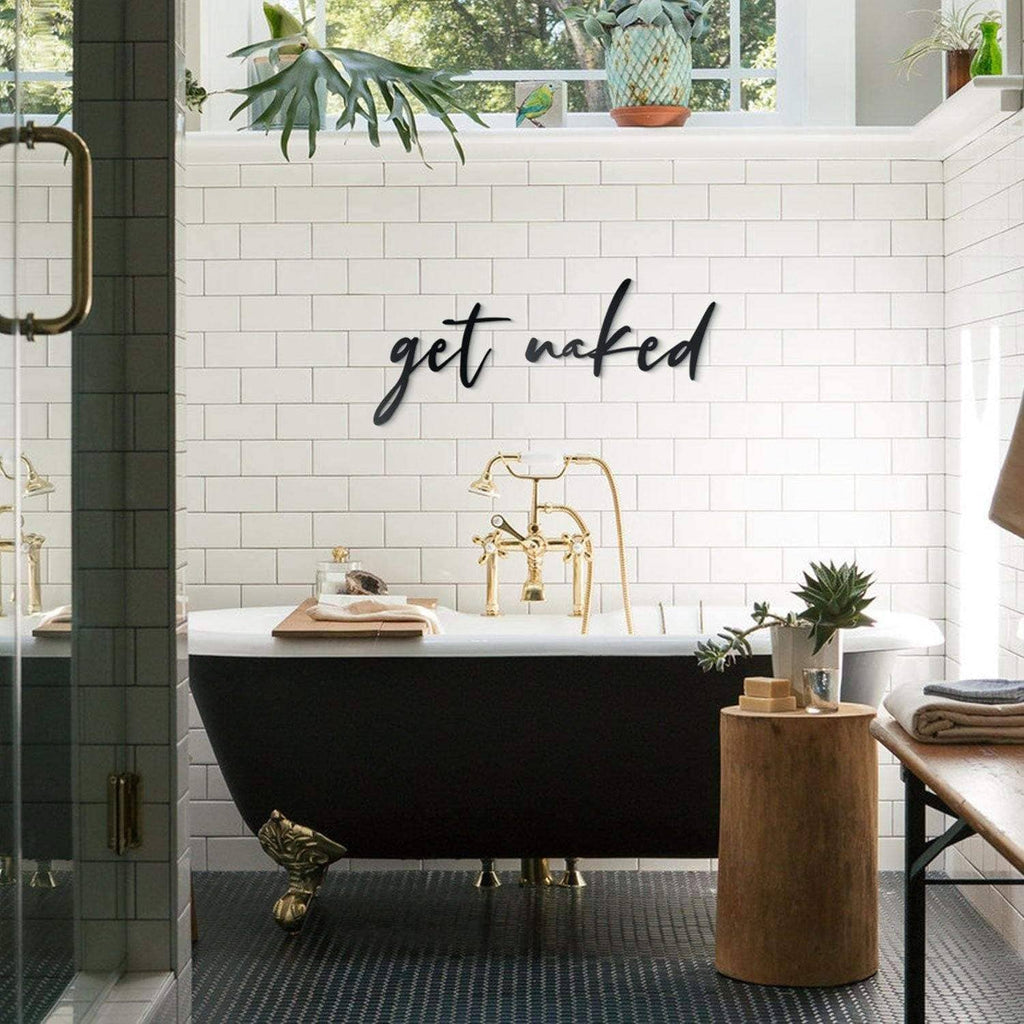 Get Naked , Bathroom Sign , Bathroom Wall Decor , bedroom wall art - Metal Deco | THEDUKHA
