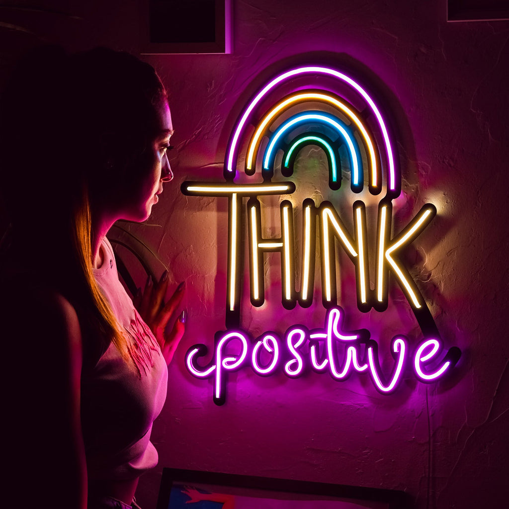 Think Positive , neon wall art , neon wall decor , neon wall sign - Neon Wall Art | THEDUKHA