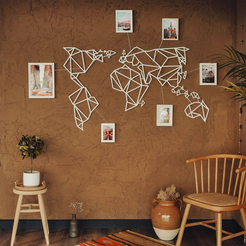 White World Map , bedroom wall art , biała ściana , carte du monde - Metal Deco | THEDUKHA